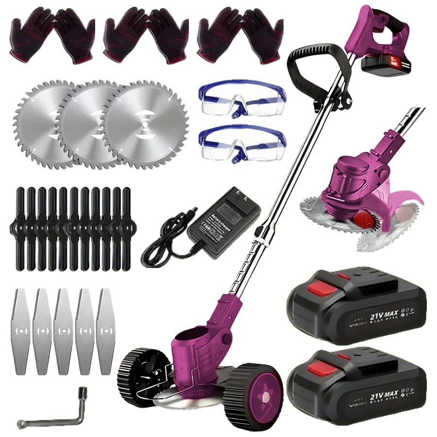 Electric Weed Wacker Battery Powered Grass Trimmer 3 in 1 Weed Trimmer Lawn Edger Brush Cutter for Lawn Garden Pruning Trimming