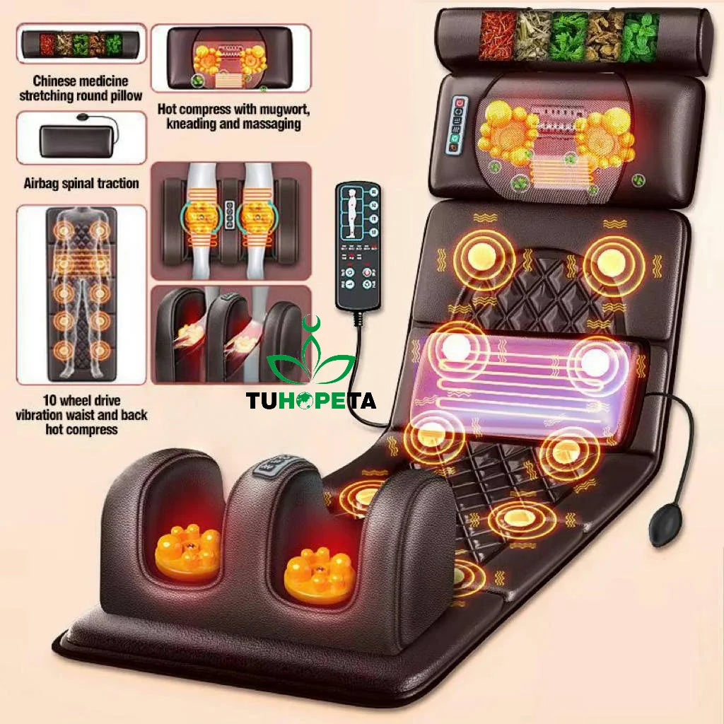Electric Full Body Massage Cushion With Heating Hand Control Shoulder Neck Waist Airbag Back Kneading vibration Massage Tool