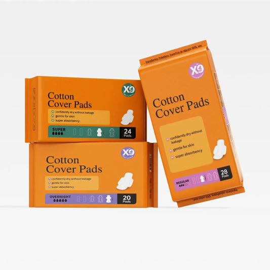 X9 Cotton Cover Pads (WITH WINGS) confidently dry without leakage Fragrance-free Pads