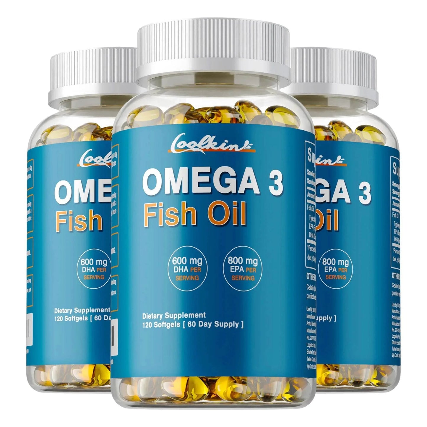 Omega 3 Fish Oil - with DHA & EPA - Supports Brain, Nervous System, Cardiovascular, Skin Health, Antioxidant - 120 Capsules
