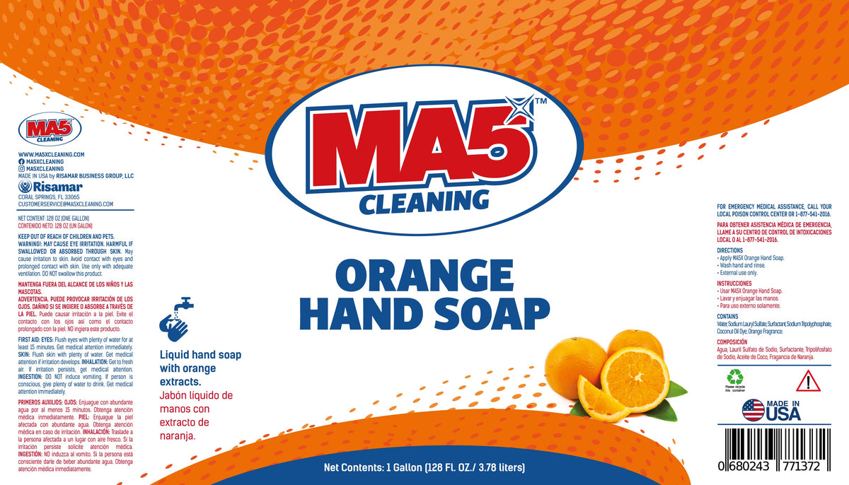 MA5X Orange Power Hand Soap 55-Gallon Drum | Glycerin-Conditioned Grease-Cutting Formula