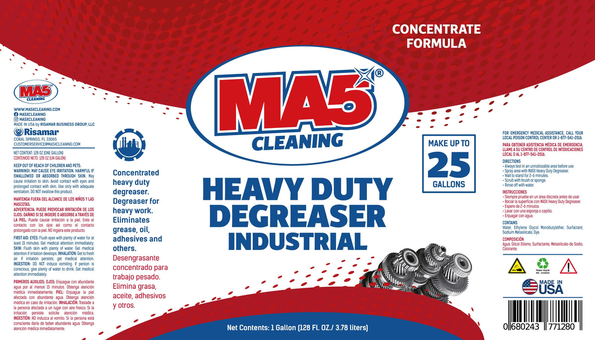 MA5X Heavy-Duty Degreaser Industrial 55-Gallon Drum | Maximum Strength pH 13-14 Alkaline