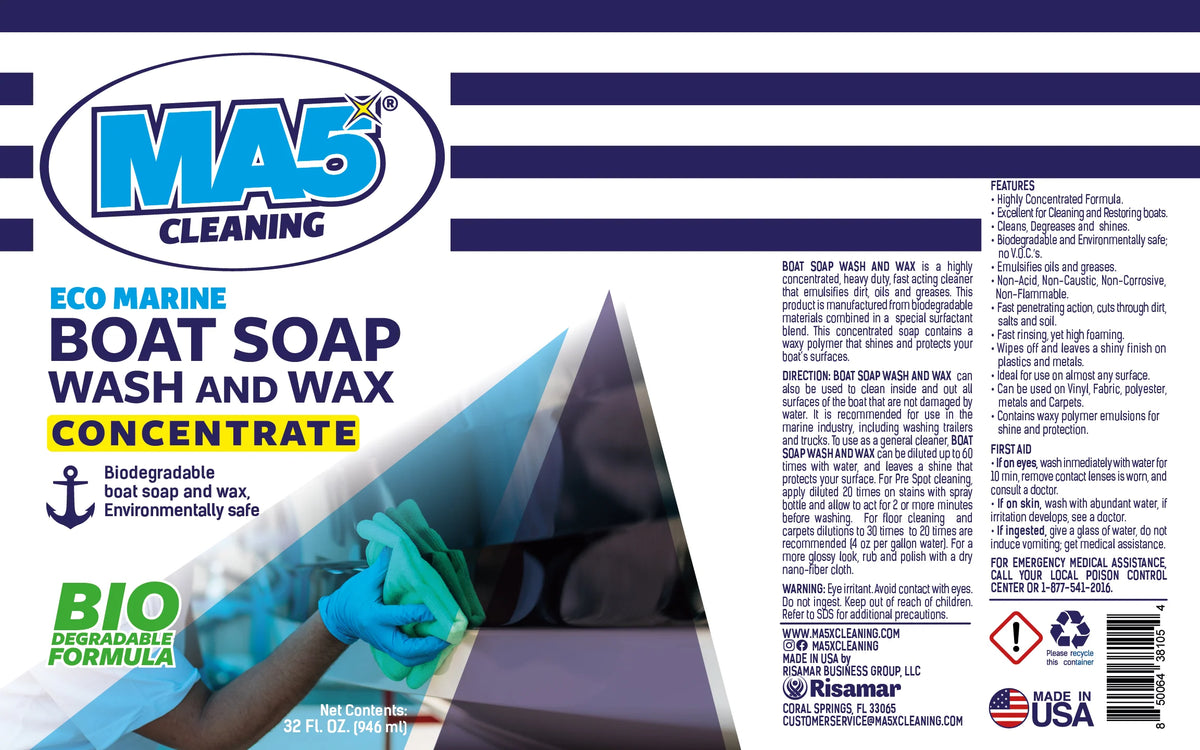 MA5X Marine Wash & Wax - Concentrated Boat Cleaner & Protectant