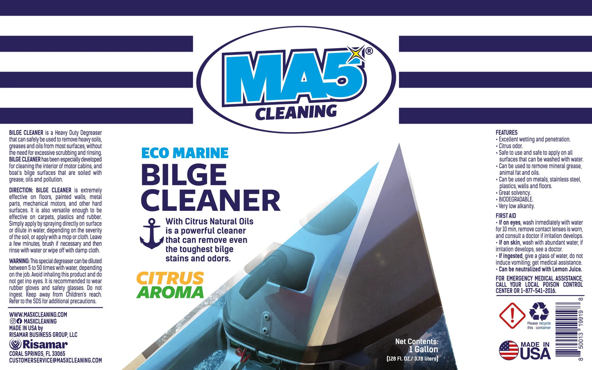MA5X Bilge Cleaner Concentrate 55-Gallon Drum | Marine Degreaser & Bilge Odor Control