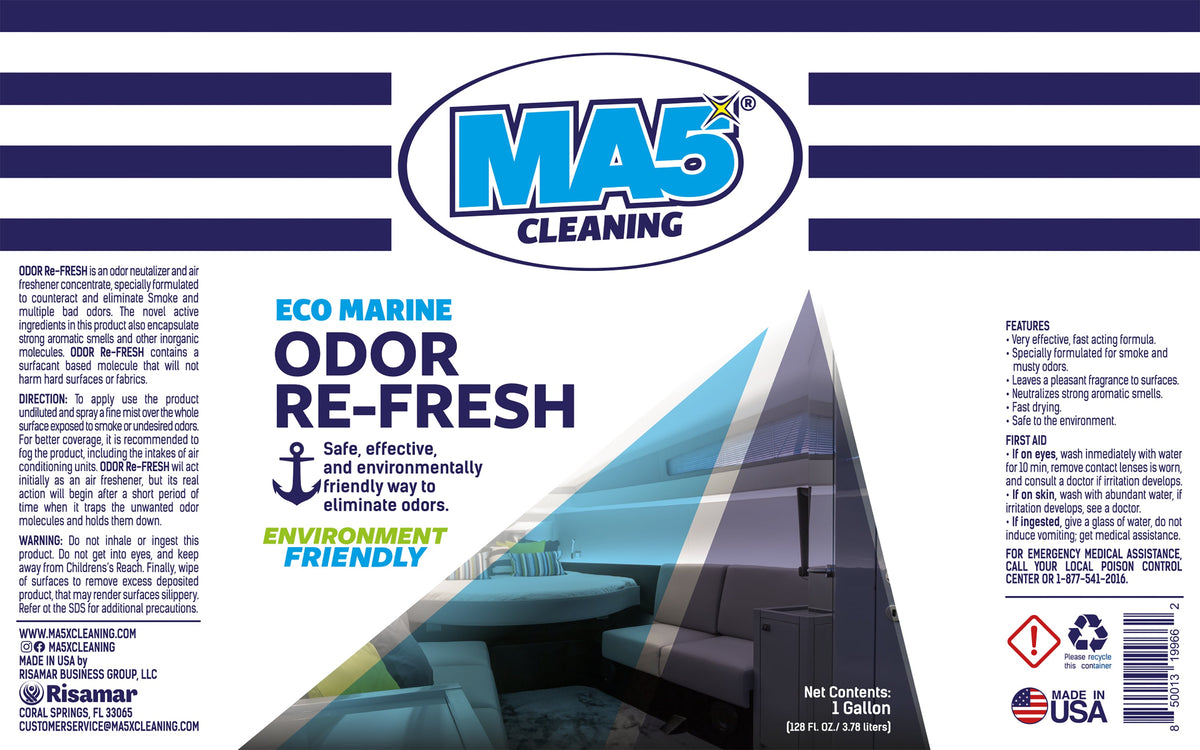 MA5X Odor Re-Fresh 55-Gallon Drum | Marine Odor Eliminator for Cabins, Bilges & Holds