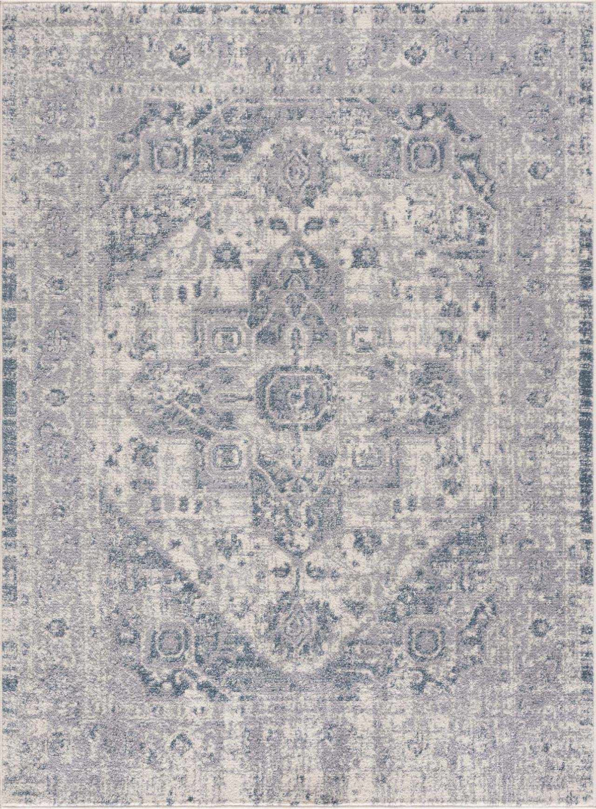 Peeta Gray Blue Medallion Area Rug