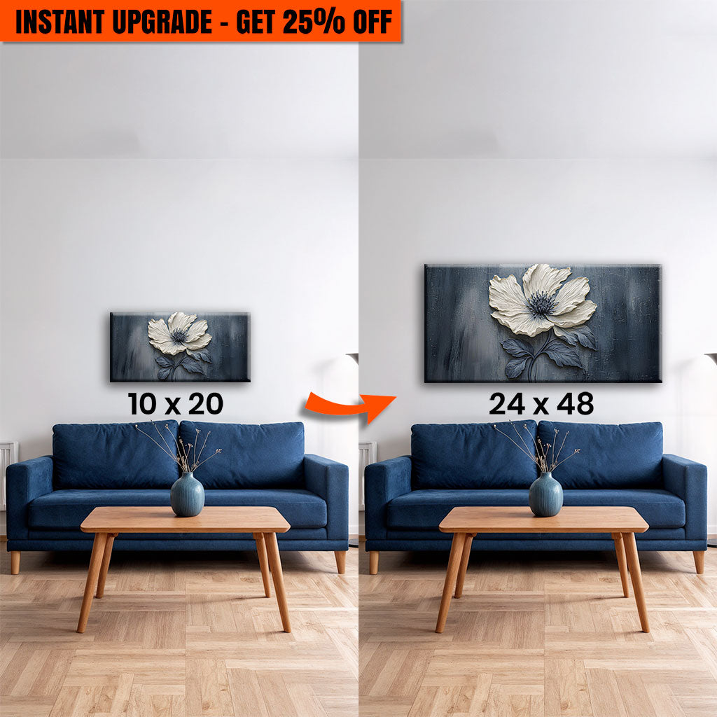 Upgrade Your 20x10 Inches 'Floral Clay Relief Wall Art' Canvas To 48x24 Inches