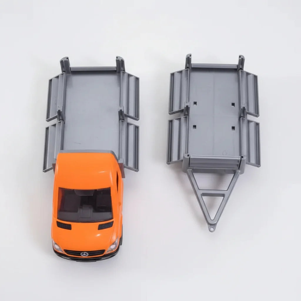 "Mercedes-Benz Sprinter", Collectable Trucks, Flatbed Truck with trailer orange