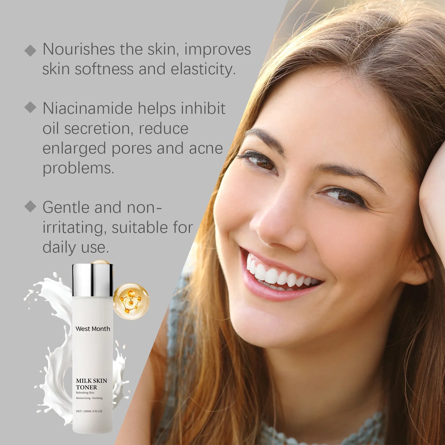 120ml Milk Glow Toner Deeply Hydration Brightening Skin Relieve Dryness Reduces Wrinkles Soothing Refreshing Nicotinamide Toner