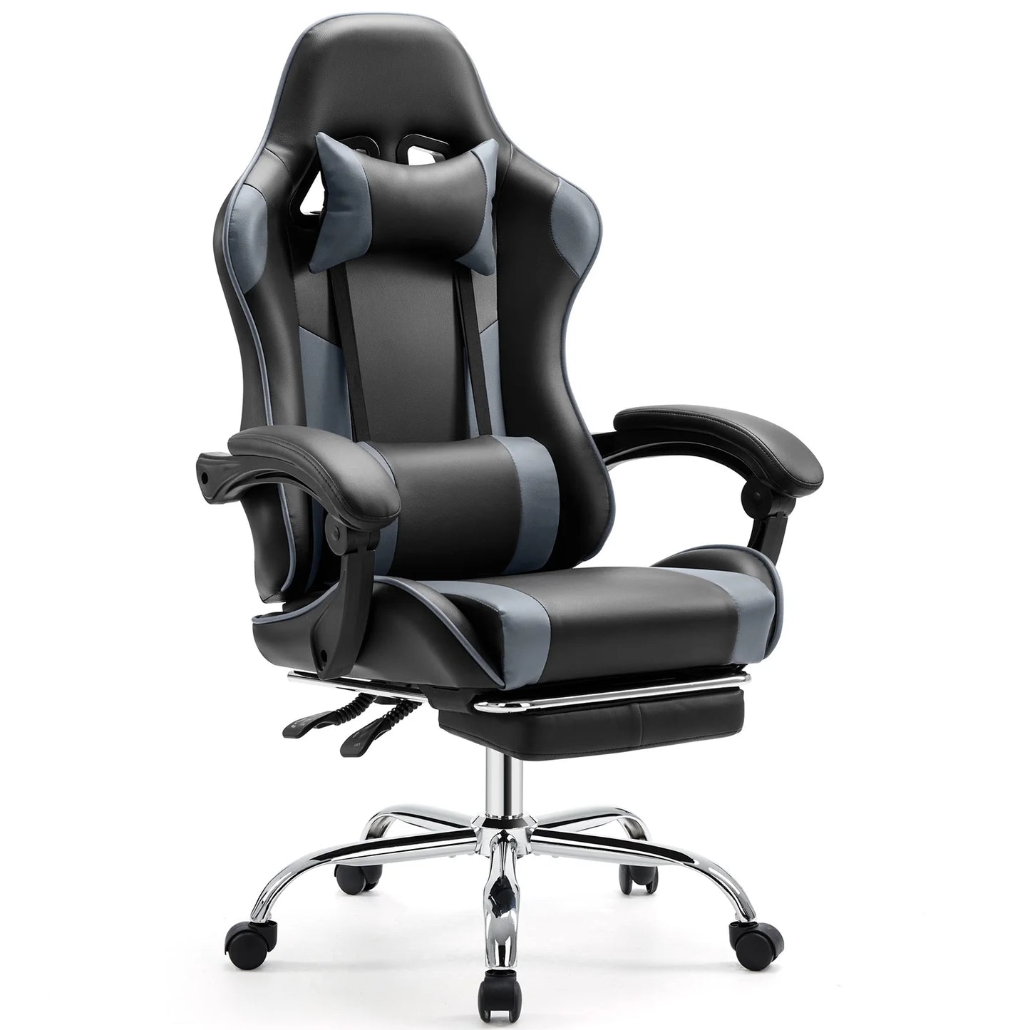 Ergonomic Racing Gaming Chair Adjustable Swivel PU Leather with Headrest and Lumbar Support