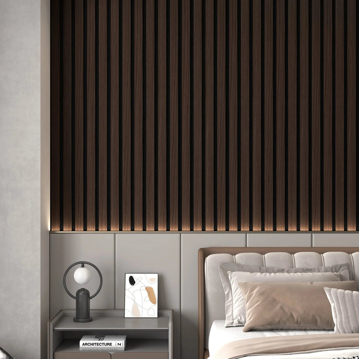 Solid Wood Acoustic Slat Wall Panels (Broad Strip)