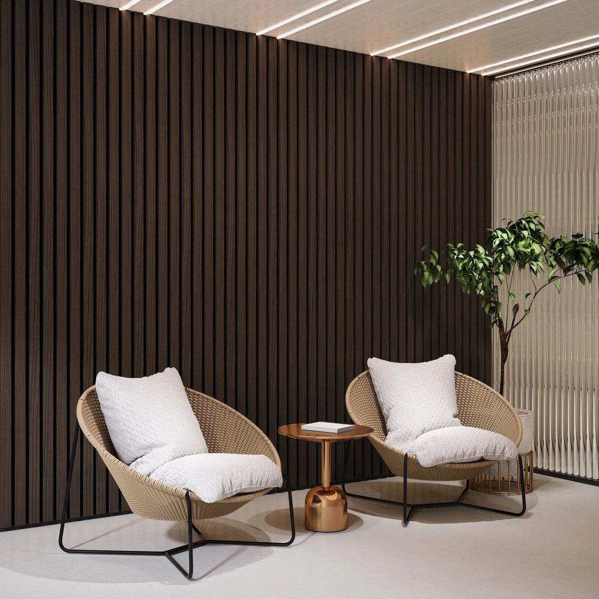 Solid Wood Acoustic Slat Wall Panels (Broad Strip)
