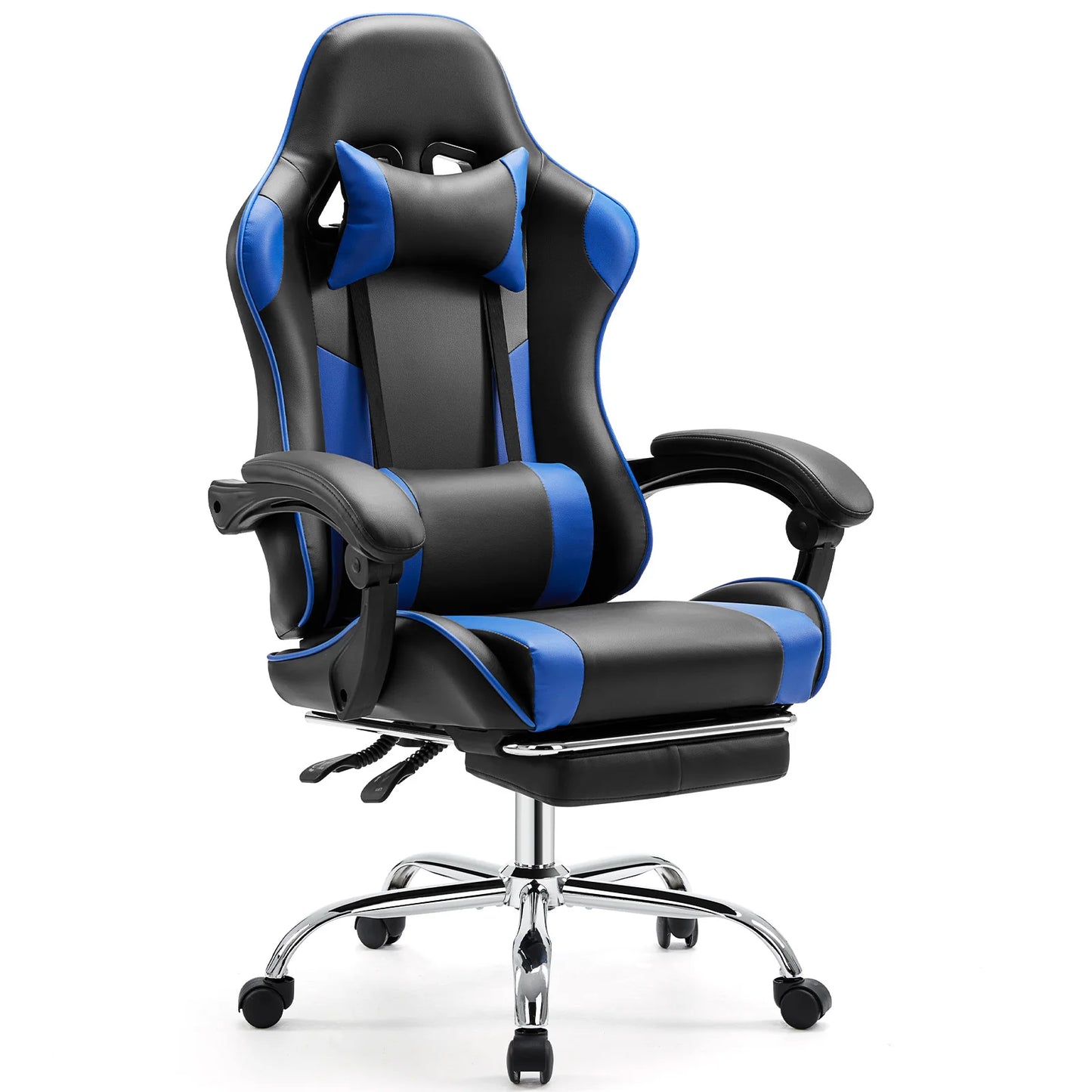 Ergonomic Racing Gaming Chair Adjustable Swivel PU Leather with Headrest and Lumbar Support
