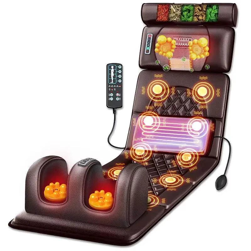 Electric Full Body Massage Cushion With Heating Hand Control Shoulder Neck Waist Airbag Back Kneading vibration Massage Tool