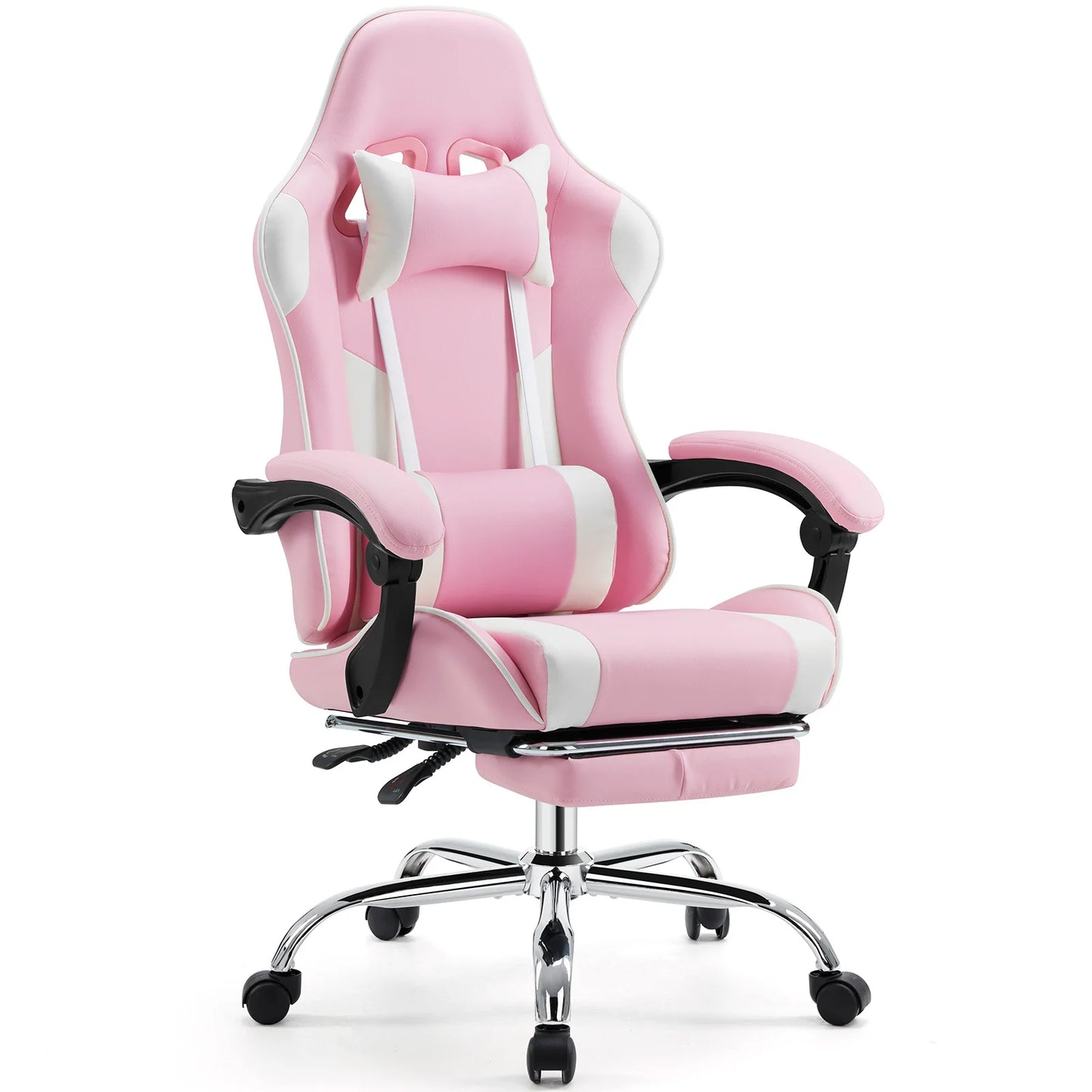 Ergonomic Racing Gaming Chair Adjustable Swivel PU Leather with Headrest and Lumbar Support