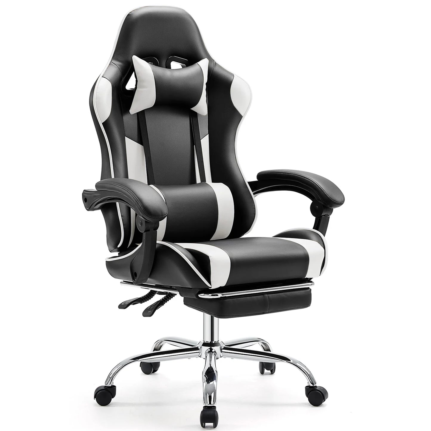 Ergonomic Racing Gaming Chair Adjustable Swivel PU Leather with Headrest and Lumbar Support