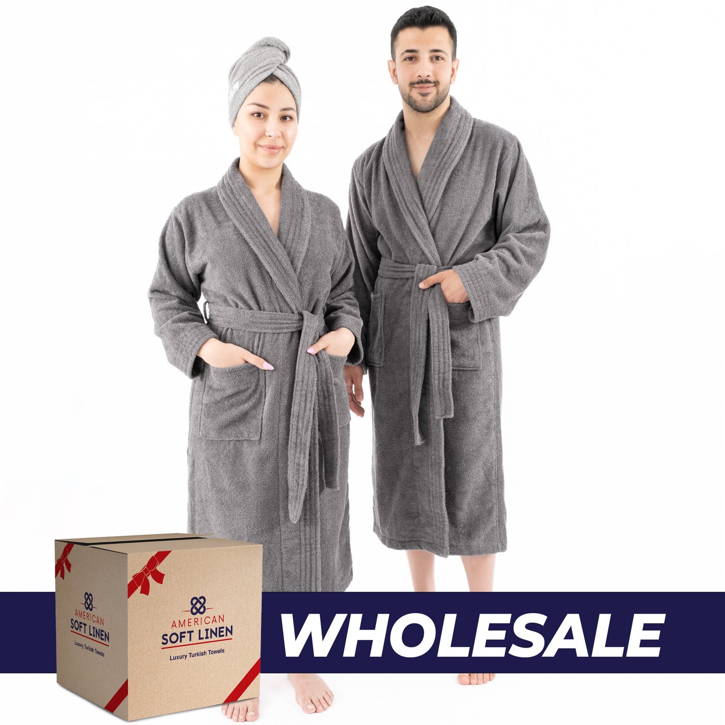 American Soft Linen, 100% Cotton Robes for Women and Men, Soft Lightweight Unisex Couple Turkish Bathrobes Wholesale
