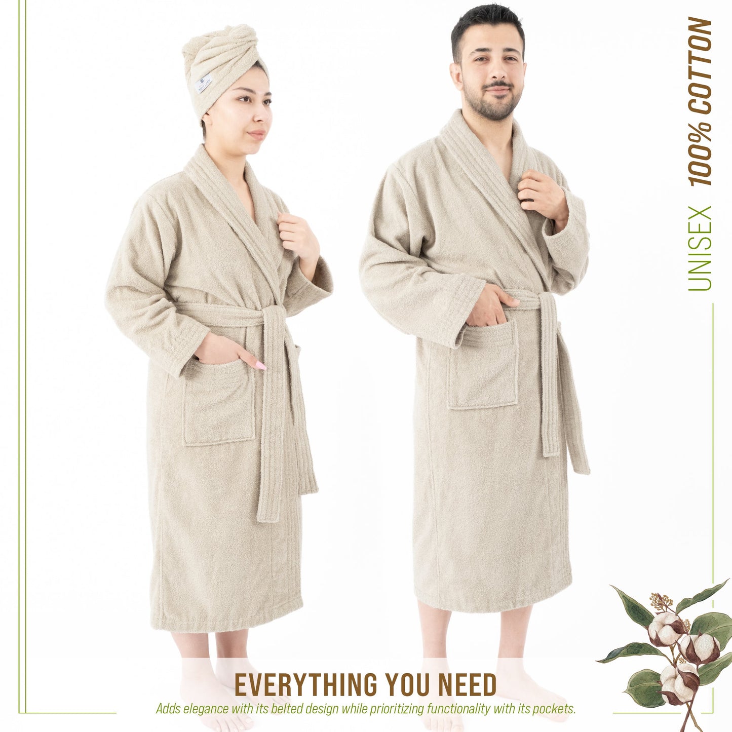 American Soft Linen, 100% Cotton Robes for Women and Men, Soft Lightweight Unisex Couple Turkish Bathrobes Wholesale