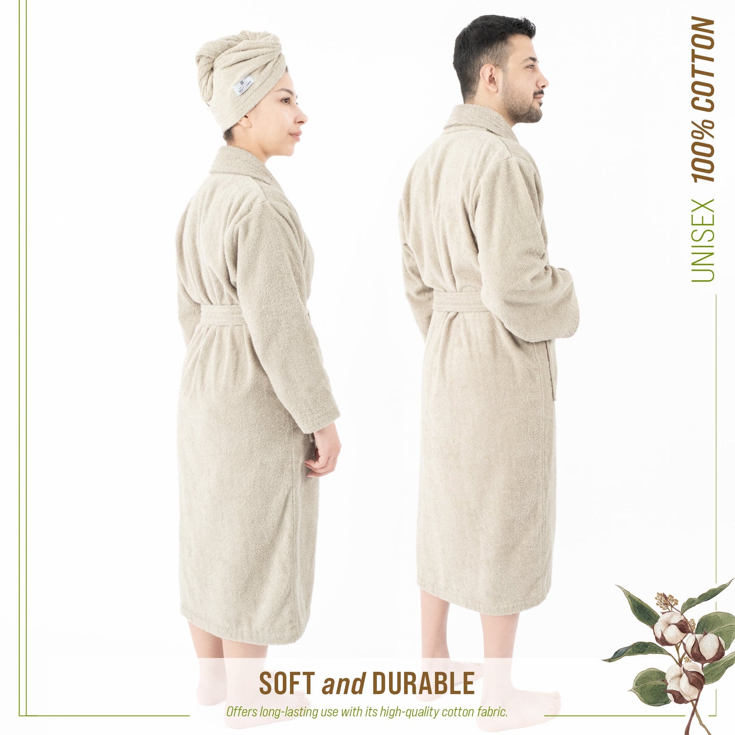American Soft Linen, 100% Cotton Robes for Women and Men, Soft Lightweight Unisex Couple Turkish Bathrobes