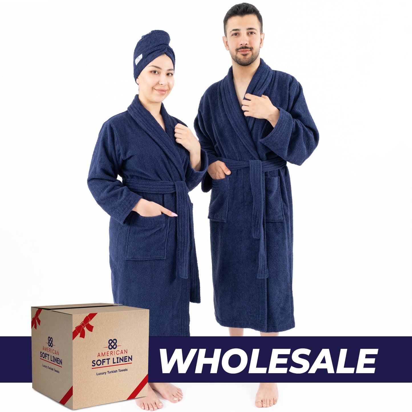 American Soft Linen, 100% Cotton Robes for Women and Men, Soft Lightweight Unisex Couple Turkish Bathrobes Wholesale