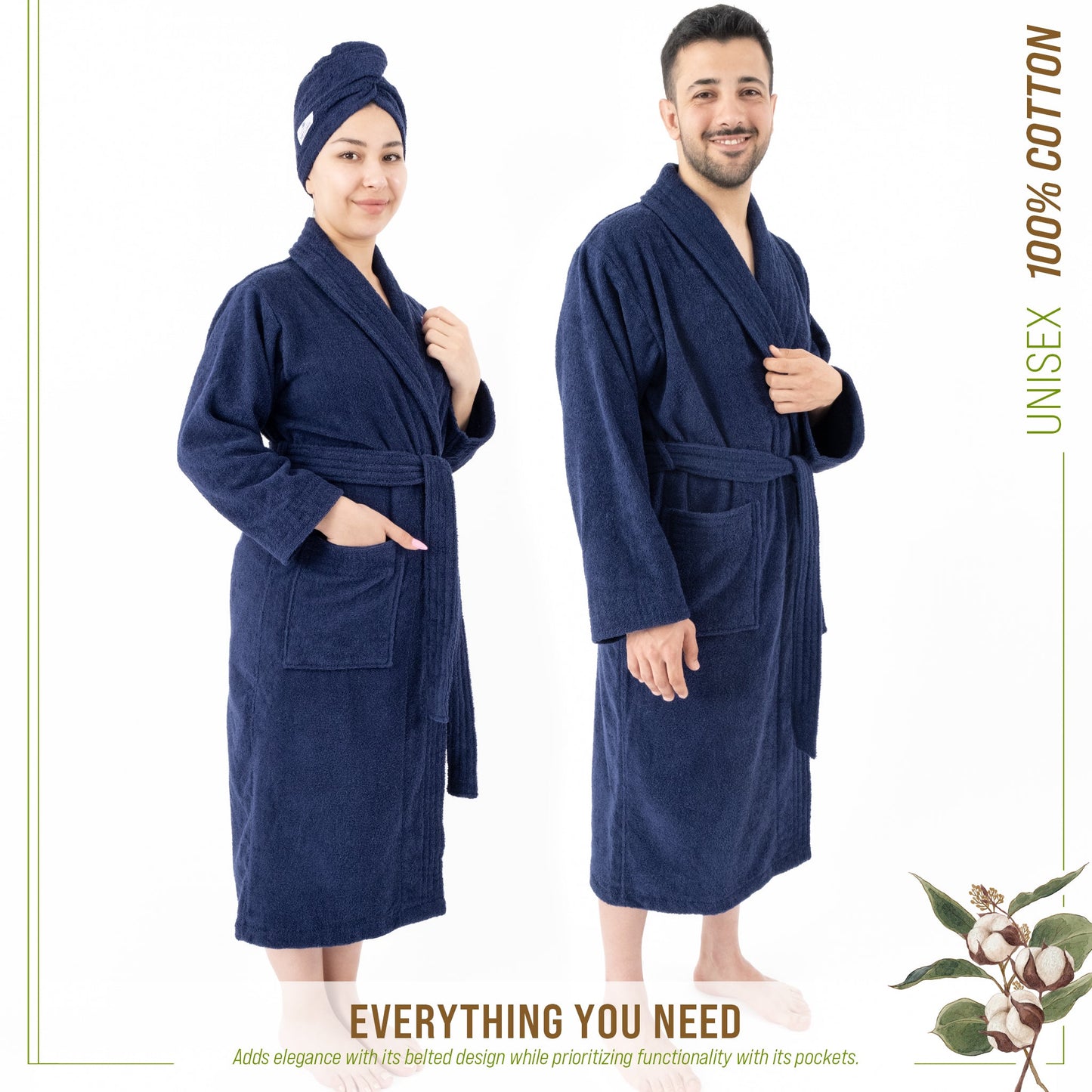 American Soft Linen, 100% Cotton Robes for Women and Men, Soft Lightweight Unisex Couple Turkish Bathrobes