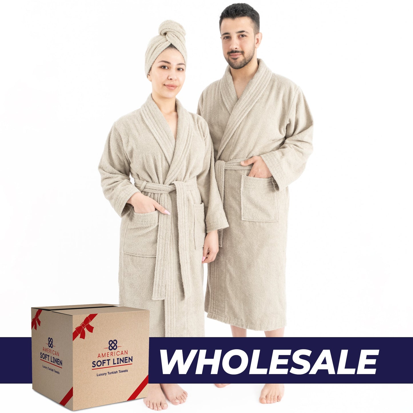 American Soft Linen, 100% Cotton Robes for Women and Men, Soft Lightweight Unisex Couple Turkish Bathrobes Wholesale