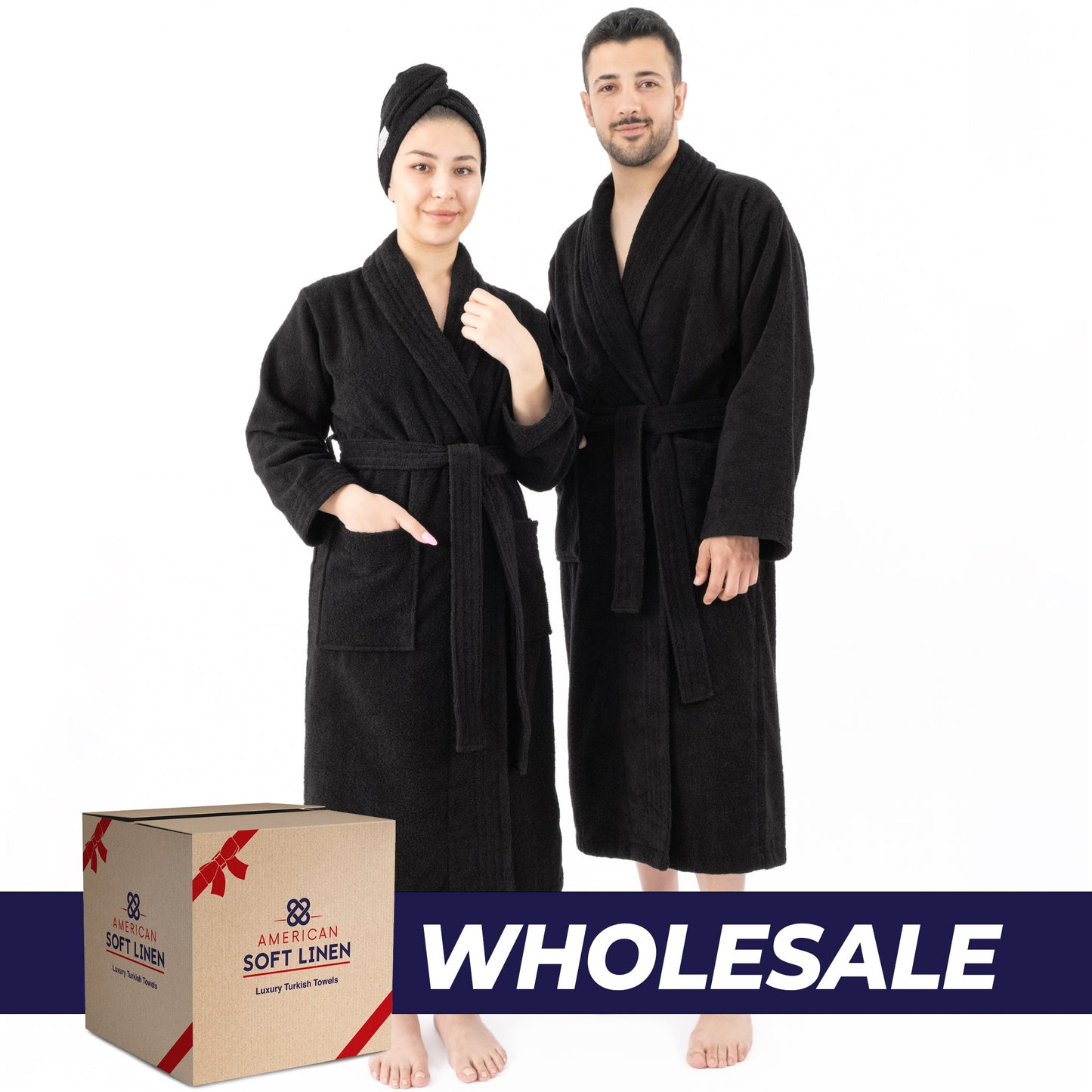 American Soft Linen, 100% Cotton Robes for Women and Men, Soft Lightweight Unisex Couple Turkish Bathrobes Wholesale