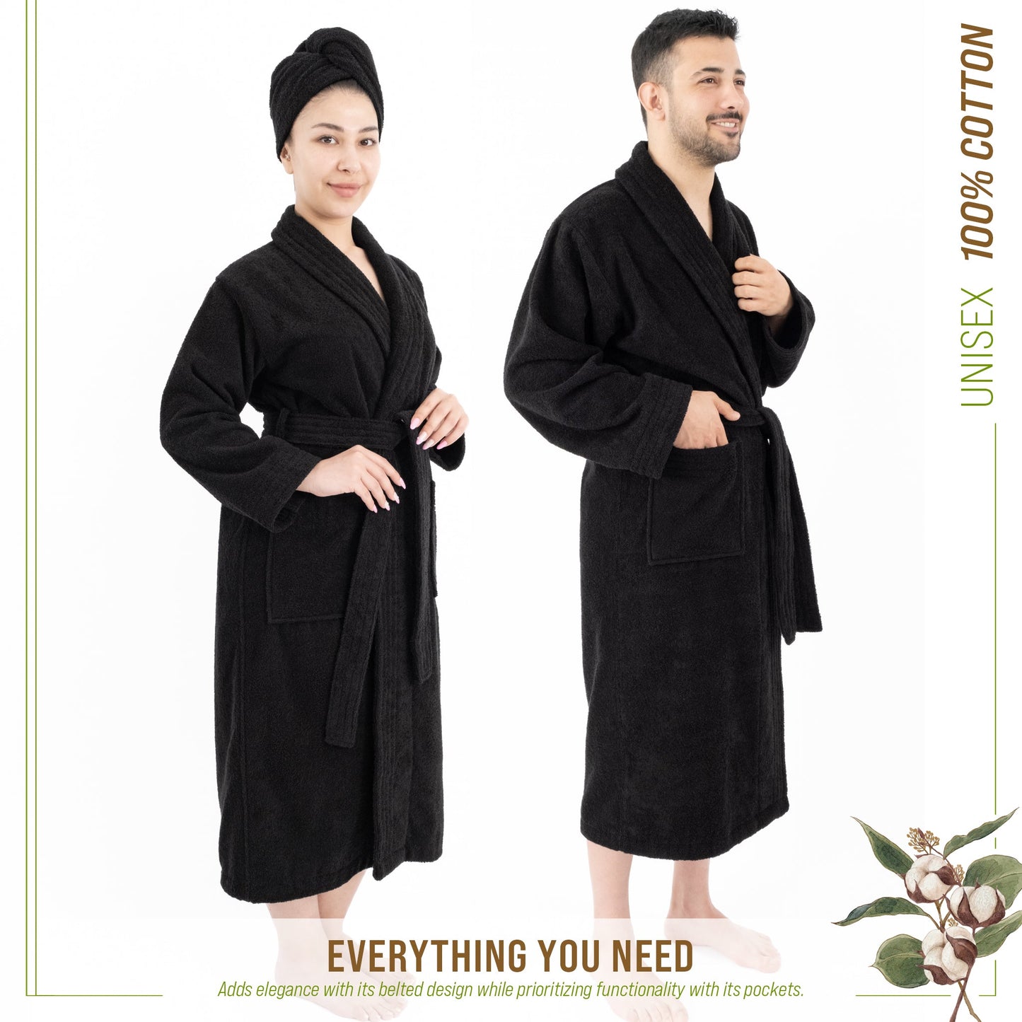 American Soft Linen, 100% Cotton Robes for Women and Men, Soft Lightweight Unisex Couple Turkish Bathrobes Wholesale