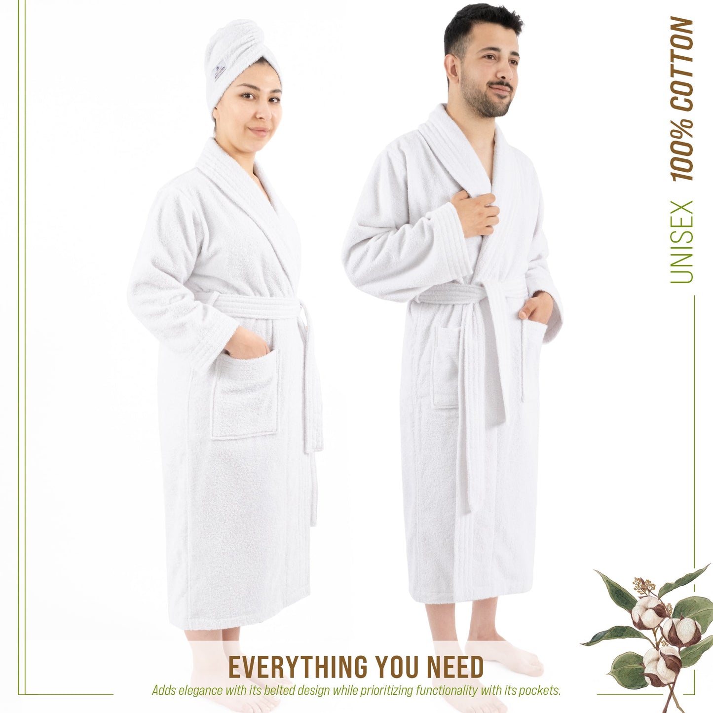 American Soft Linen, 100% Cotton Robes for Women and Men, Soft Lightweight Unisex Couple Turkish Bathrobes Wholesale