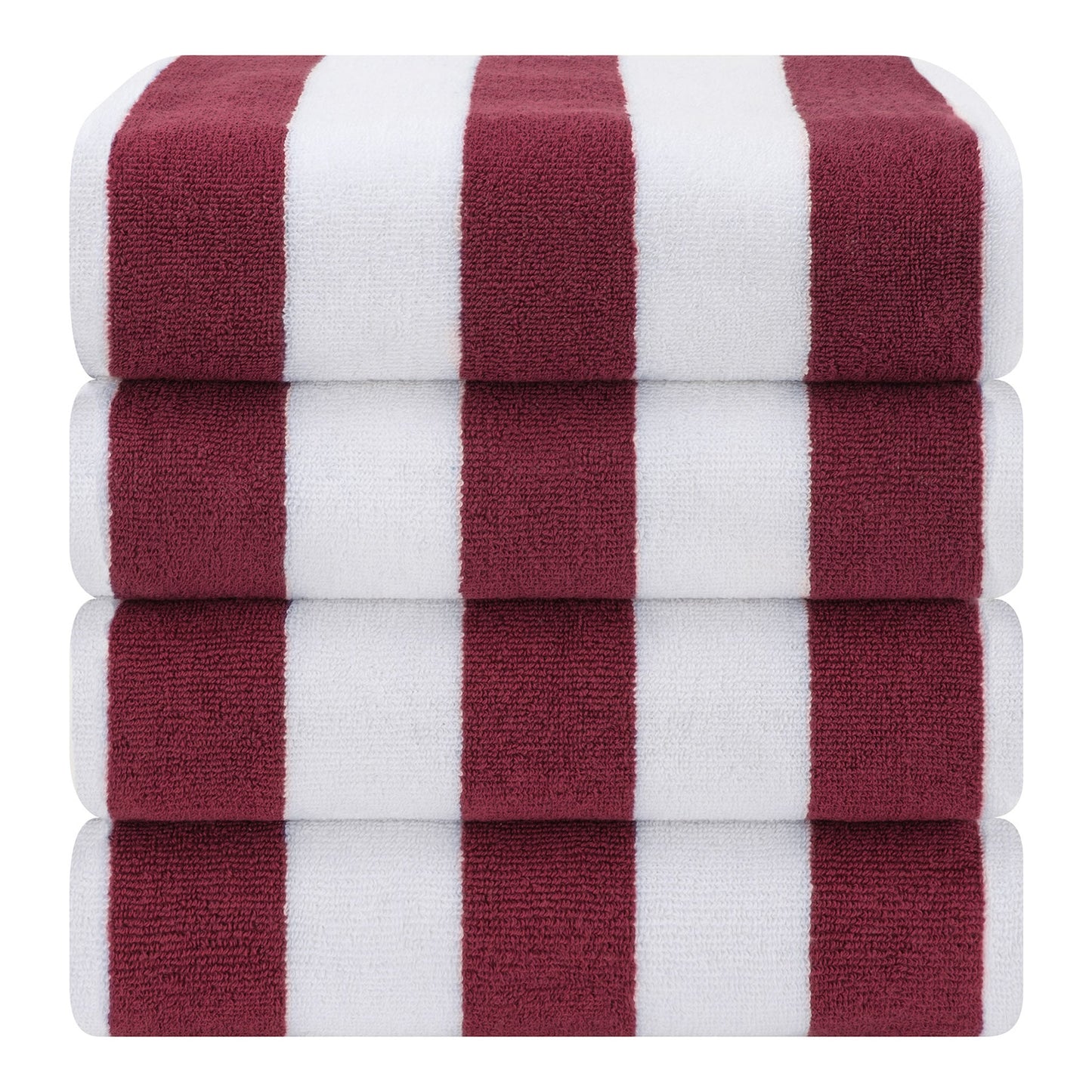 American Soft Linen, Premium Cotton 4 Pack Beach Towels, 30" x 60" Cabana Striped Pool Towels