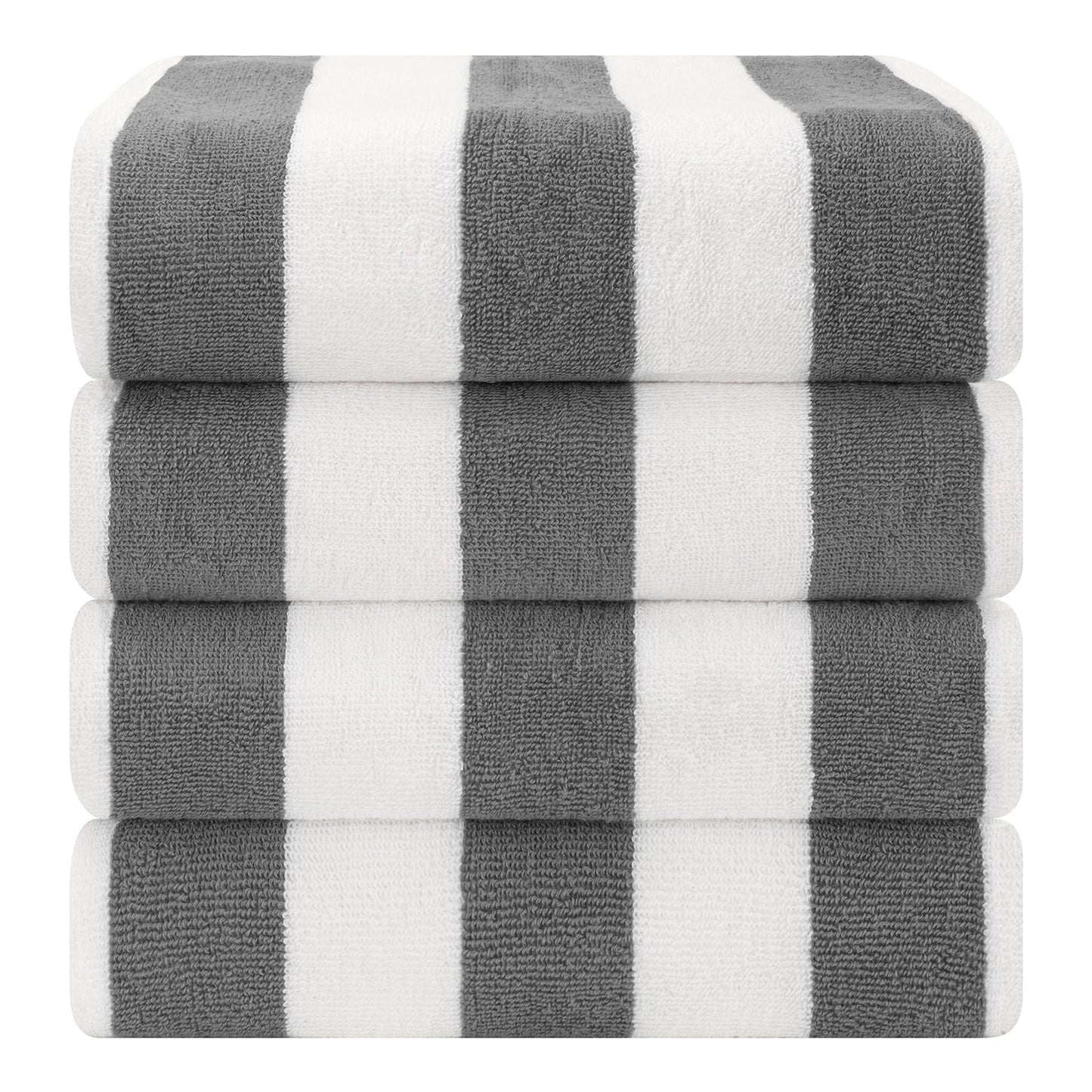American Soft Linen, Premium Cotton 4 Pack Beach Towels, 30" x 60" Cabana Striped Pool Towels