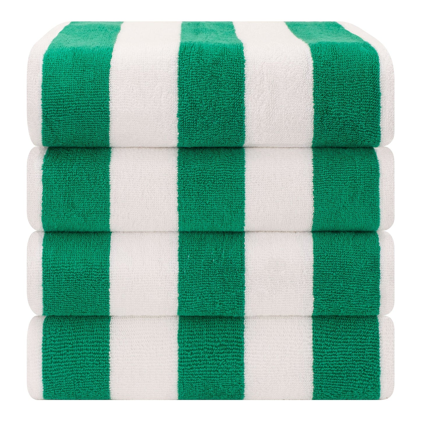 American Soft Linen, Premium Cotton 4 Pack Beach Towels, 30" x 60" Cabana Striped Pool Towels