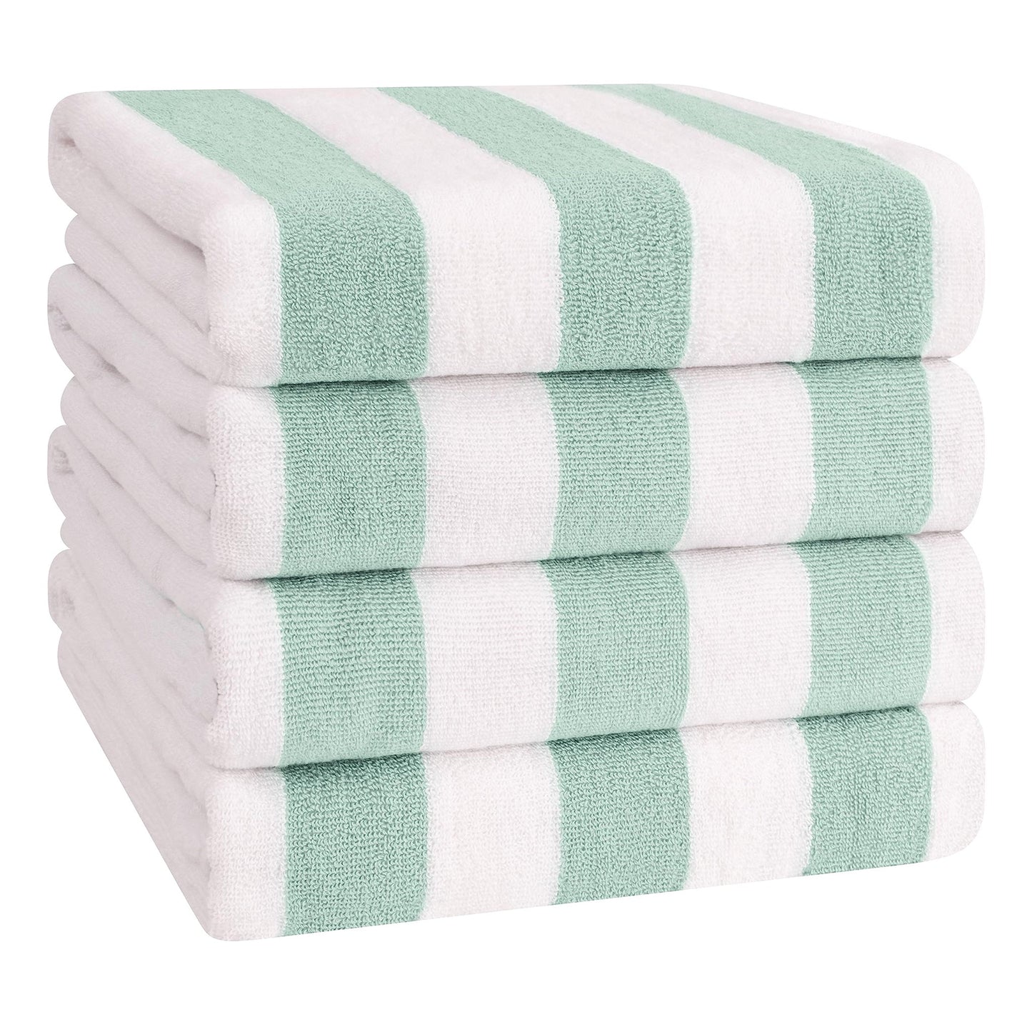 American Soft Linen, Premium Cotton 4 Pack Beach Towels, 30" x 60" Cabana Striped Pool Towels