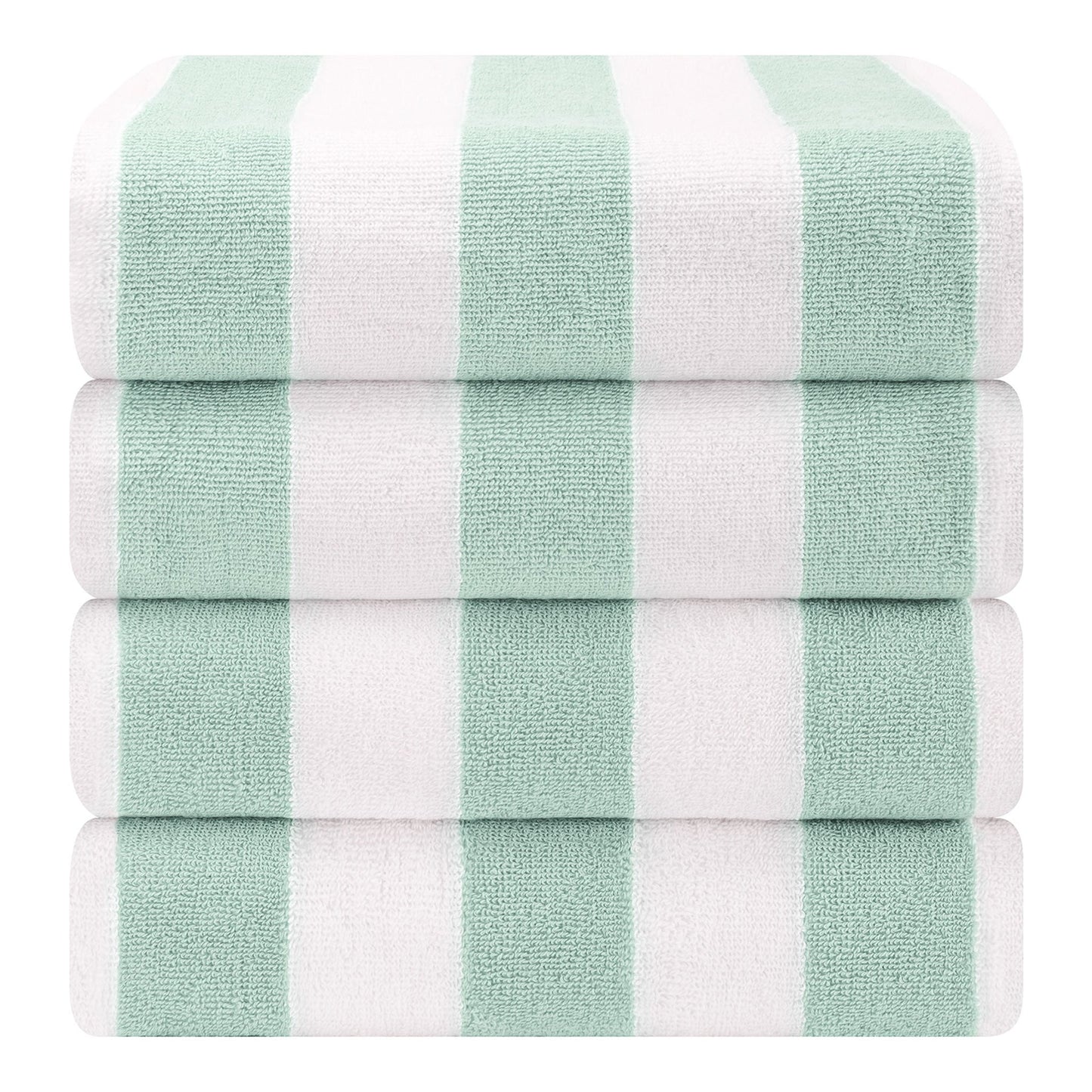 American Soft Linen, Premium Cotton 4 Pack Beach Towels, 30" x 60" Cabana Striped Pool Towels