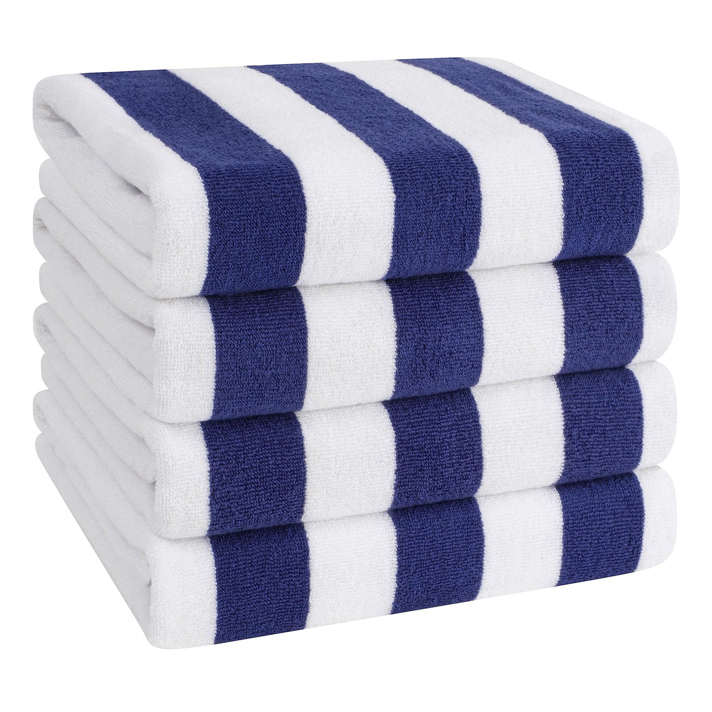 American Soft Linen, Premium Cotton 4 Pack Beach Towels, 30" x 60" Cabana Striped Pool Towels