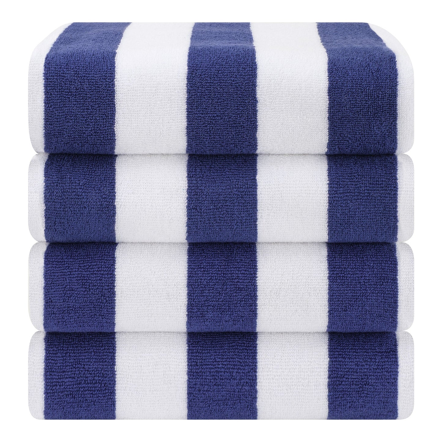 American Soft Linen, Premium Cotton 4 Pack Beach Towels, 30" x 60" Cabana Striped Pool Towels