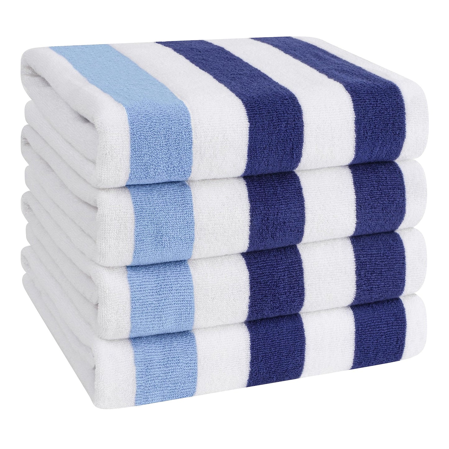 American Soft Linen, Premium Cotton 4 Pack Beach Towels, 30" x 60" Cabana Striped Pool Towels