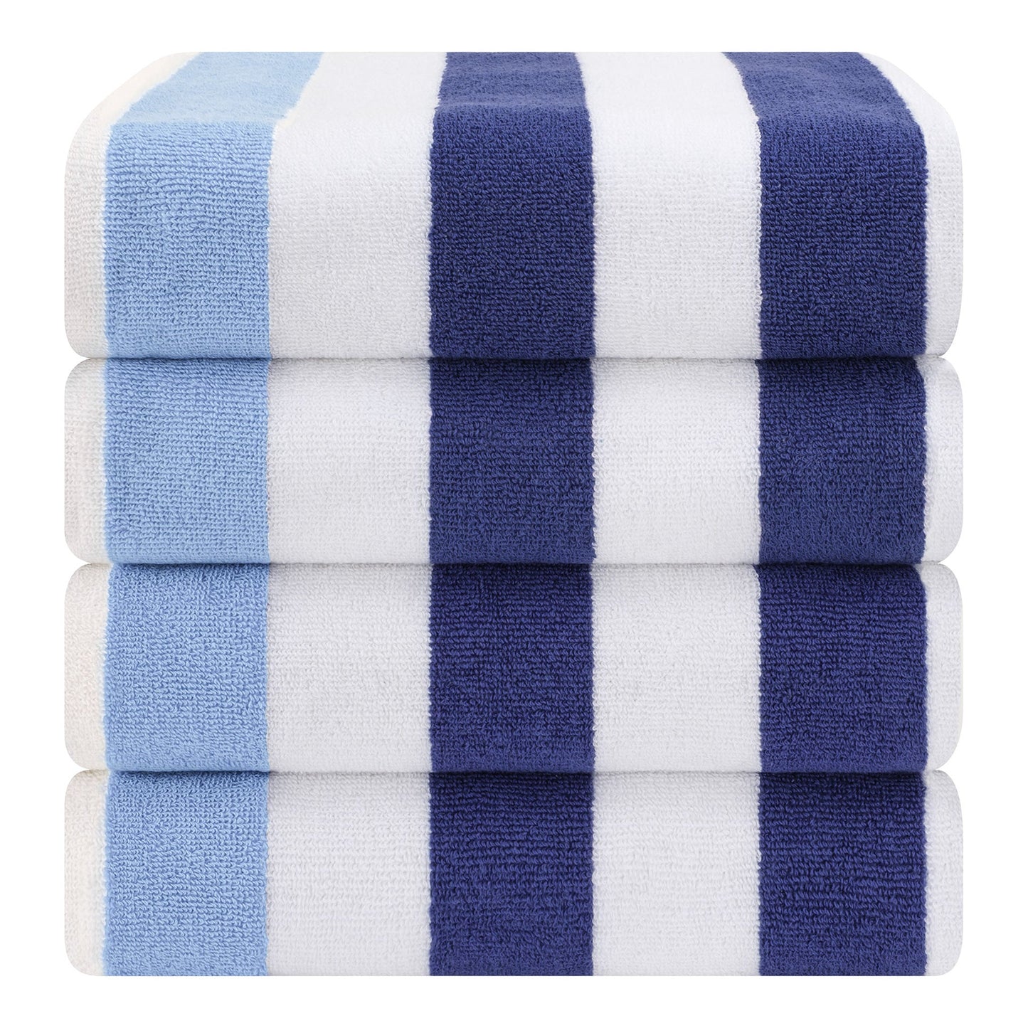 American Soft Linen, Premium Cotton 4 Pack Beach Towels, 30" x 60" Cabana Striped Pool Towels