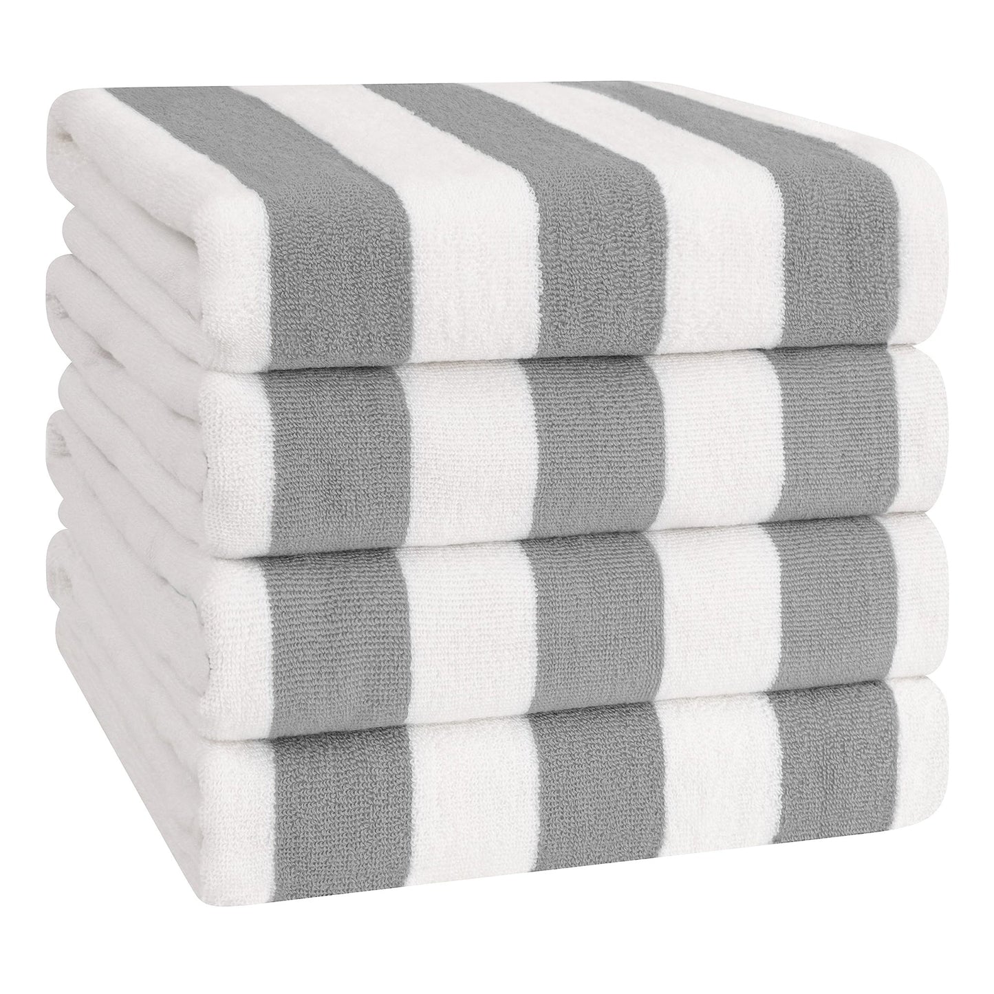 American Soft Linen, Premium Cotton 4 Pack Beach Towels, 30" x 60" Cabana Striped Pool Towels