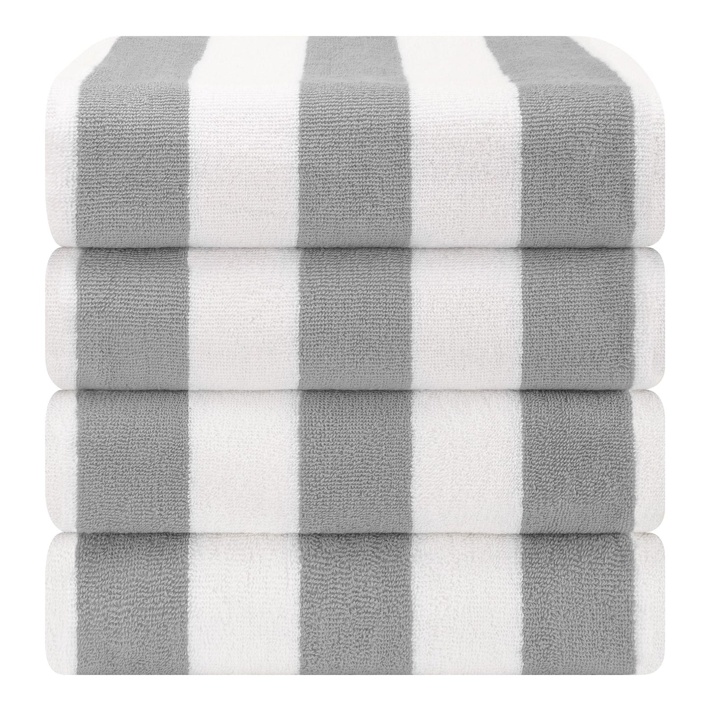 American Soft Linen, Premium Cotton 4 Pack Beach Towels, 30" x 60" Cabana Striped Pool Towels