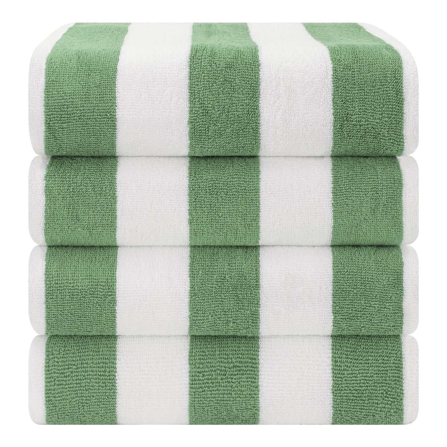 American Soft Linen, Premium Cotton 4 Pack Beach Towels, 30" x 60" Cabana Striped Pool Towels