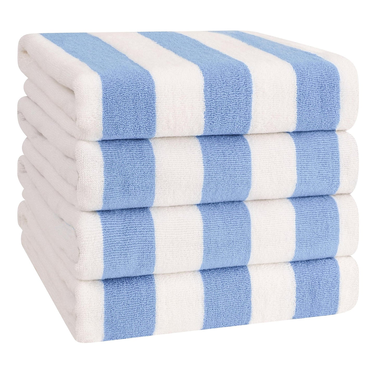 American Soft Linen, Premium Cotton 4 Pack Beach Towels, 30" x 60" Cabana Striped Pool Towels