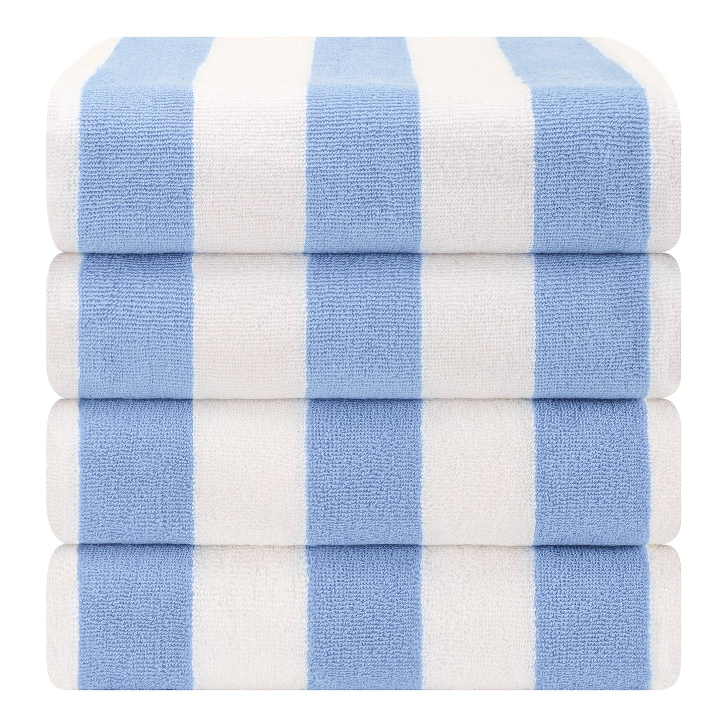 American Soft Linen, Premium Cotton 4 Pack Beach Towels, 30" x 60" Cabana Striped Pool Towels