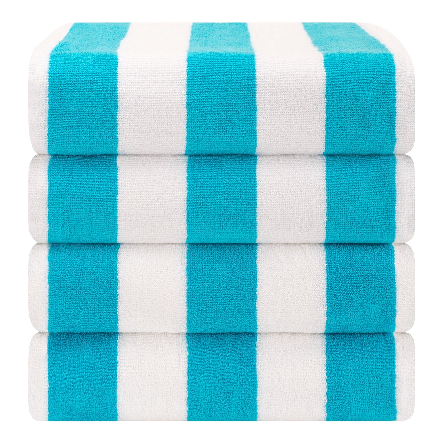 American Soft Linen, Premium Cotton 4 Pack Beach Towels, 30" x 60" Cabana Striped Pool Towels