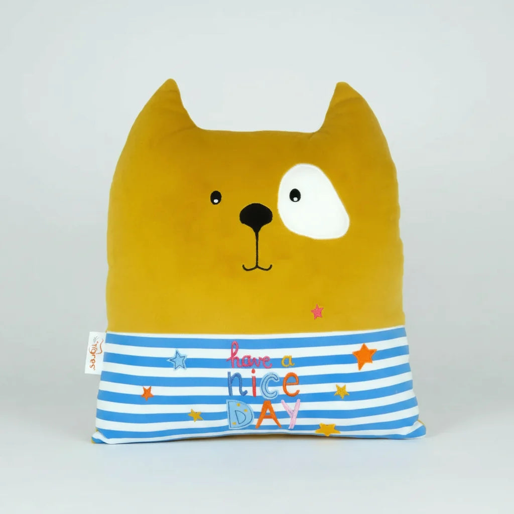 Cat "Have a Nice Day", kid's pillow, by Tigres
