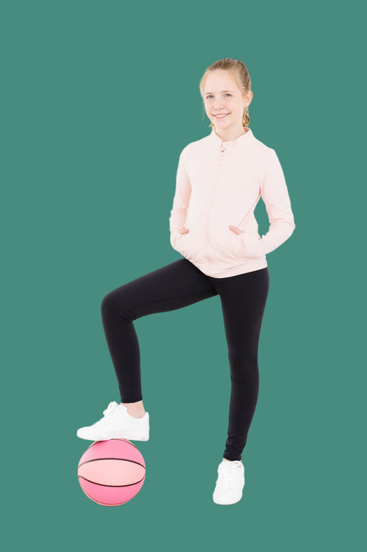Zen Pink Full-Zip Ruffle Active Jacket