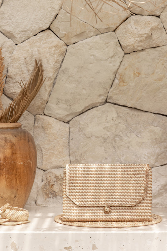 Stripes Rattan Clutch