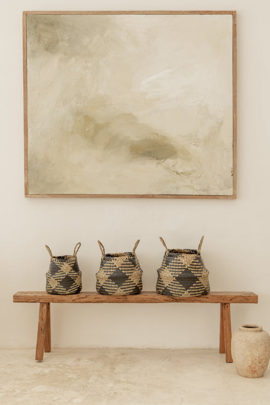 Plaid Woven Storage Basket