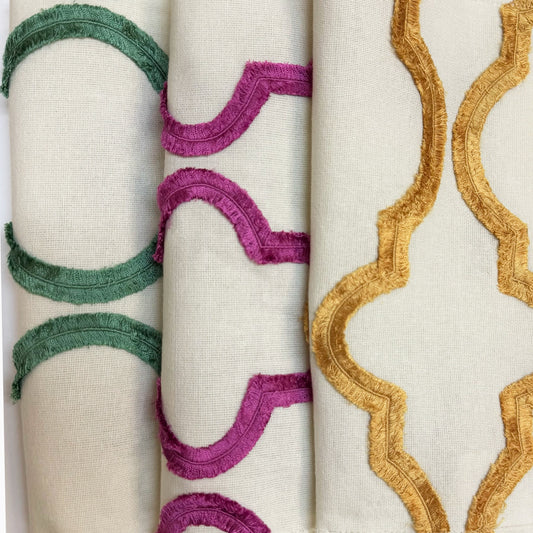 BELLA - CREWEL EMBROIDERY FABRIC, PERFECT FOR CURTAINS and DRAPERIES