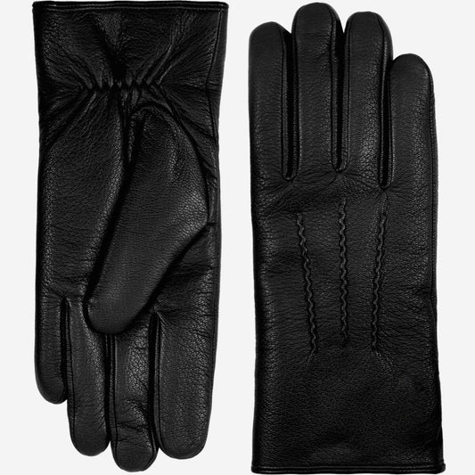 Benjamin (black) – Thick goatskin leather gloves with warm lambswool lining & touchscreen feature